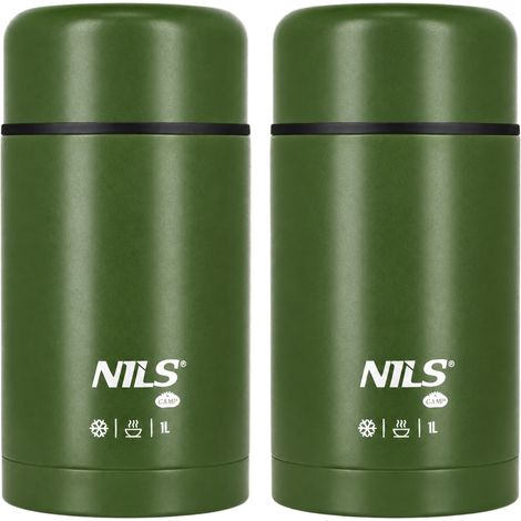 Thermos per il pranzo da 1000 ml, verde, con isolamento termico, confezione da 2 pezzi (1/5)