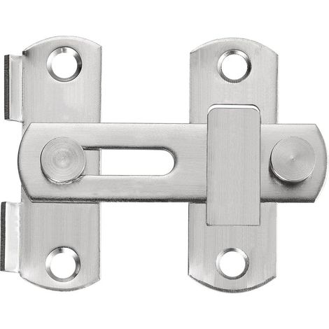 Verrou de porte coulissante à angle, verrou porte coulissante serrure volet loquet porte pour jardin salle de bain garage fenêtre argent (1/5)