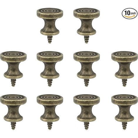 Lot de 10 mini poignées de tiroir et de placard, boutons de boîte à bijoux en bronze vintage avec vis autotaraudeuses, alliage de zinc 20 mm (1/5)