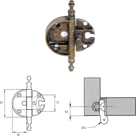CERNIERA PER MOBILI 'A0057' bronzata- 2 pezzi