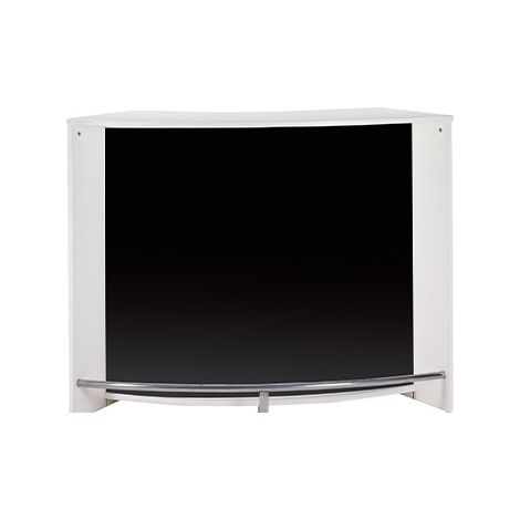Comptoir Acceuil 2 Portes Serrure Face Noire 4 Niches L 134,5 H 104,8 P 55,3 cm - Coloris: Blanc (1/5)