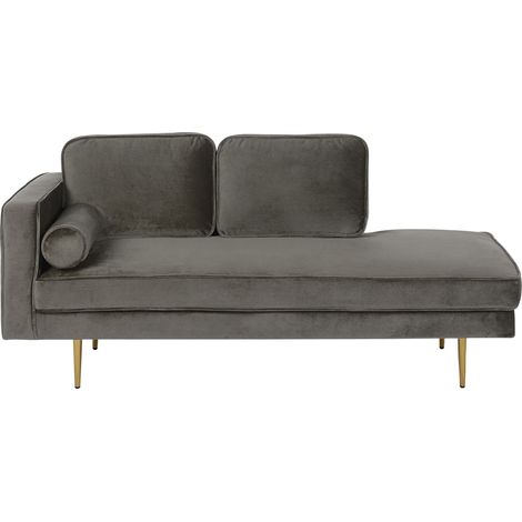 Chaise Longue Méridienne Côté Gauche en Velours Beige pour Salon Glamour Beliani