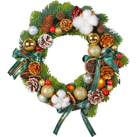 Weihnachtskugel aus Baumwolle, Tannenzapfen, Kranz, Türschmuck, festlicher Zweigschmuck. Maße: 30 x 30 cm. Grüne Ausführung. (1/3)