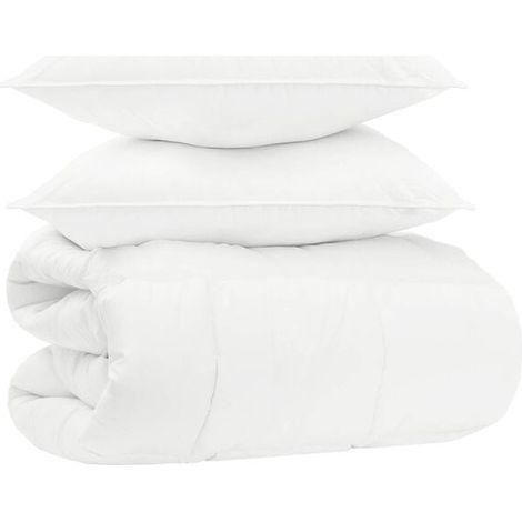 Housse de couette blanche, 200 x 200 cm, en coton, fibre de bambou et polyester. (1/5)