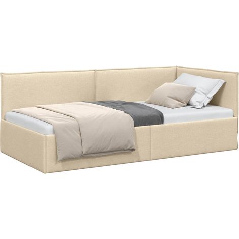 Maison Exclusive - Cornice del letto ad angolo Crema 100 x 200 cm Tessuto
