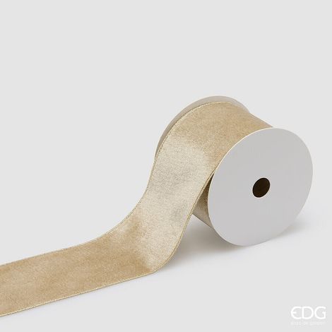 EDG Enzo De Gasperi Nastro in Velluto Sand 8,9 cm x 10 m – Decorazione di Natale (1/2)