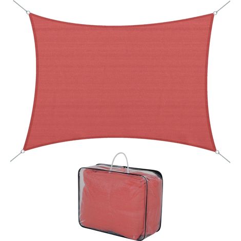 Voile d'ombrage rectangulaire 4x6m toile ombrage extérieur protection anti-UV 185g/m² HDPE, pour jardin terrasse extérieur patio piscine balcon, brique terracotta