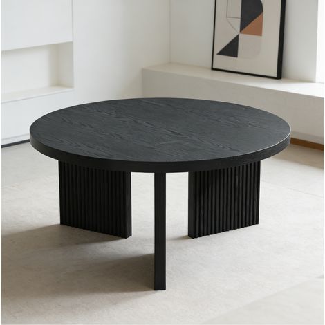 Mesa de centro redonda para salón, diseño minimalista, estructura estable, superficie fácil de limpiar, MDF - negro (1/5)