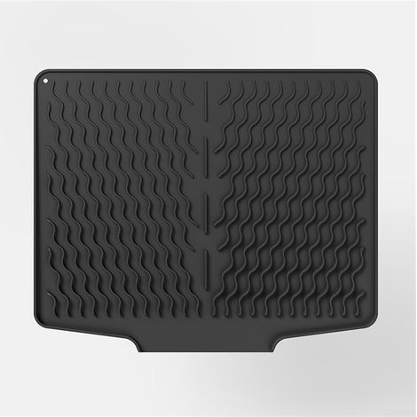 Tapis de Séchage à Vaisselle en Silicone 40x33 cm – Antidérapant, Absorbant, Séchage Rapide, Résistant à la Chaleur – Noir (1/5)