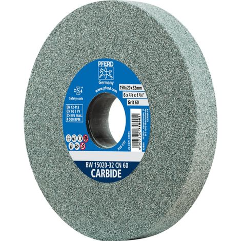 PFERD TOOLS Schleifbockscheibe Ø 150x20mm Bohrung-Ø 32 mm SiC60 für harte Materialien z.B. Hartmetall (1/5)