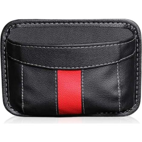 Mini organizer in pelle, organizer laterale per sedile auto, marsupio portaoggetti per auto, per organizzare documenti, file, telefono, chiavi, spiccioli - Nero