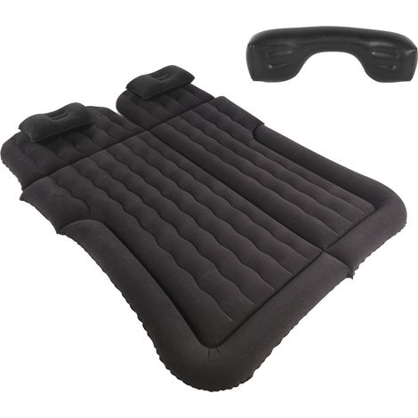 Matelas pneumatique avec pompe de gonflage électrique 12 V et revêtement floqué, idéal pour les voyages en SUV, monospace et camping-car (noir). (1/5)