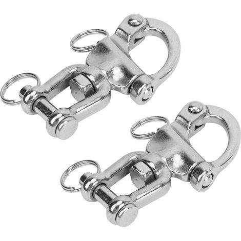 Mousqueton à dégagement rapide 316L inox haute résistance, 2 pièces, 87mm, accastillage voilier universel (1/5)