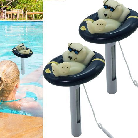 Zwei große, gut ablesbare, schwimmende Eisbär-Thermometer, geeignet für Badewannen, Schwimmbäder und Aquarien. (1/5)