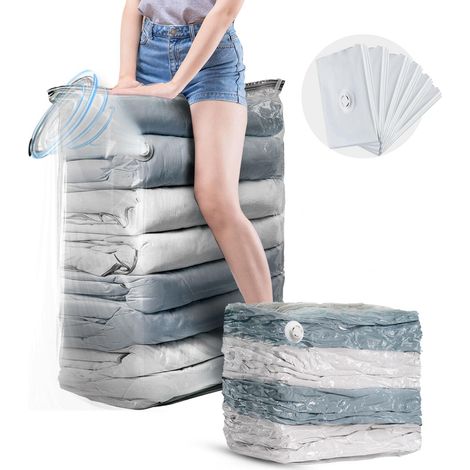 Cube Sacs à Vide pour vêtements, Jumbo Transparent 6 Pack (80x100x38cm), Sacs à Vide pour vêtements Extra Grands pour couettes,couvertures,draps,Housse de Rangement (1/5)
