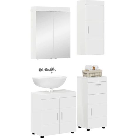 Maison Exclusive - Badezimmermöbel-Set TULUM 4 pcs Hochglanz Weiß (1/5)