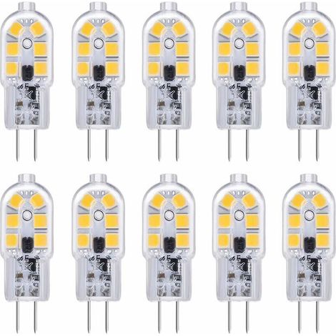 Ampoule G4 LED 12V 2W Blanc Froid 6000K, 200LM, Équivalent Halogène G4 Bi-pin 10W 20W, LED Lampe G4 12V AC/DC pour Camping Car/Hotte Cuisine, non-dimmable, lot de 10 (1/5)