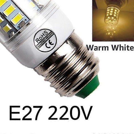 Lot de 6 ampoules LED E27/E14, 220 V, 24, 36, 48, 56, 69, 72 LED (compatibles 240 V), pour la décoration intérieure. 24 LED (E27 blanc chaud, 72 LED). (1/5)