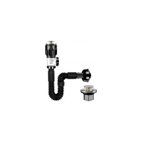 Kit de vidange d'évier, siphon d'évier avec tuyau de vidange flexible télescopique et bouchon d'évier escamotable, siphon d'évier de cuisine (1/5)