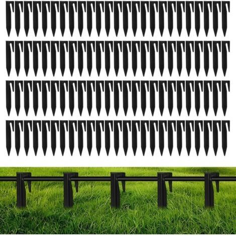 100 Pcs Robotic Lawn Mower Wire Pegs, 8.5cm Cable Fixing Pegs Peripheral Anchor Pegs Heavy Duty Plastic Garden Stakes Compatible with Gardena Husqvarna Worx Bosch (1/5)