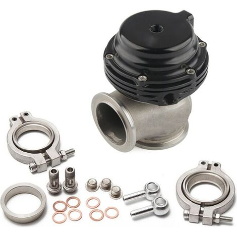 Válvula de alivio de presión de escape turbo universal de 38 mm, válvula de alivio externa tipo V plateada