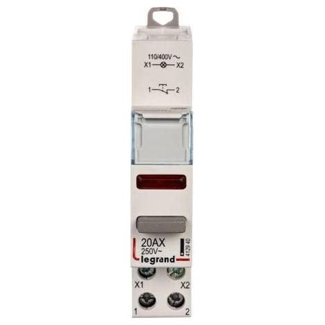 Interrupteur à bouton-poussoir monostable simple avec témoin lumineux LE-412940 1X NC 20 A LEGRAND