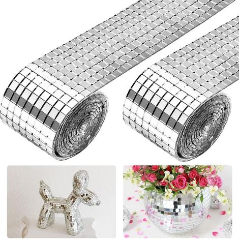 [NUNCA UTILIZADO]3200 mini mosaicos cuadrados de vidrio, adhesivos de mosaico de vidrio, mosaicos de espejo de vidrio, mosaicos de espejo cuadrados para discotecas DIY, 5 x 5 mm (1/5)
