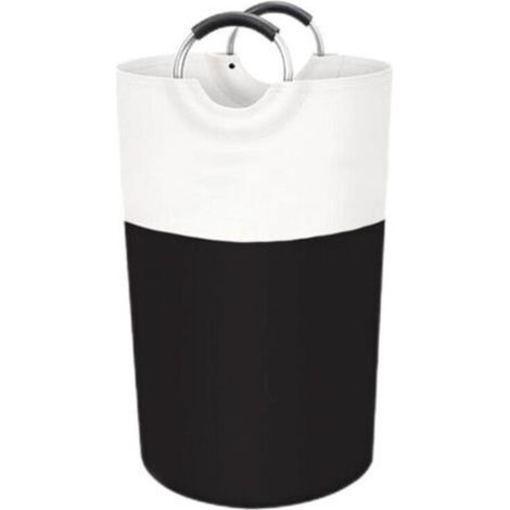 Panier à linge 90 L, panier à linge sur pied, pliable, tissu imperméable avec poignées en aluminium protégées par de la mousse, pour étudiants, dortoirs et familles (noir) (1/4)