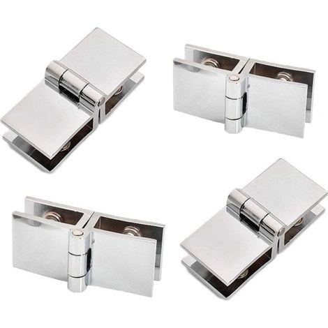 SABIR 4 pièces Clip de porte verre charnière, Charnière de porte en verre en acier inoxydable, Charnière pliante en verre, Charnière De Serrage De Porte, Charnière pour Porte en Verre de Meuble de Cui (1/5)