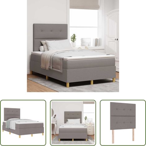 Lit moderne - Lit à ressorts avec matelas Taupe 120 x 200 cm tissu (1/5)