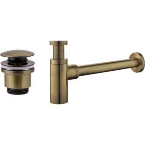 Ensemble vidage et siphon bronze antique modèle rond Damast KITSCA3 Bronze (1/3)