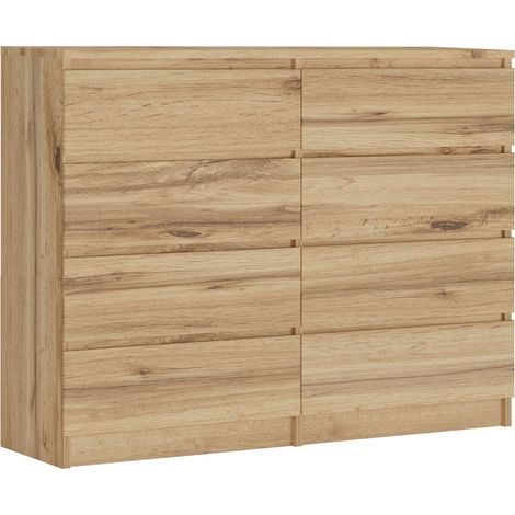 Commode 8 Tiroirs : Chêne Wotan, 120 x 101 x 39 cm (1/5)
