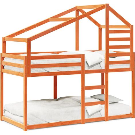 Maison Exclusive - Etagenbett mit Dach Wachsbraun 80x200 cm Massi