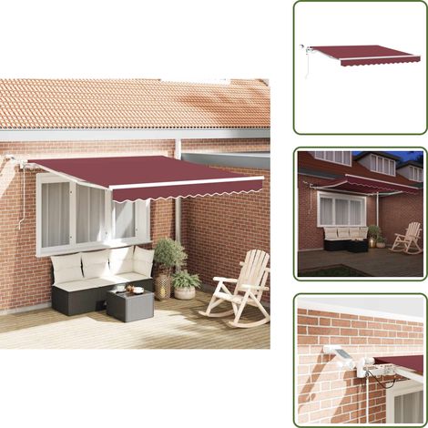 Markise Automatisch mit LED Weinrot 300x250 cm - Markise - Gartendeck - Sonnenschutz - Outdoor Möbel - Patio Beschattung (1/5)