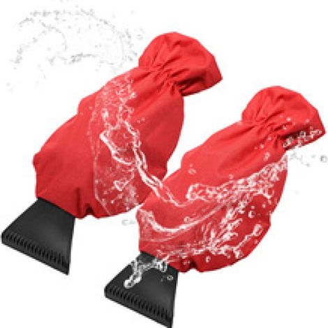 Gant grattoir universel pour voiture, 2 pièces, gant chaud et isolé avec dégivreur pour pare-brise de voiture et camion, portable, tissu Oxford 600D imperméable, rouge (1/5)