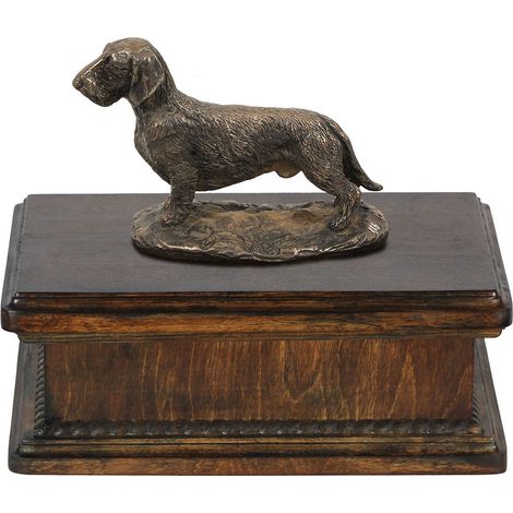 Urne funéraire pour teckel à poil dur, urne classique avec statuette, urne élégante avec un chien par Art-Dog (1/5)