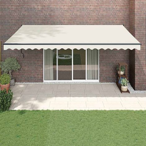 Auvent rétractable Marquise Store Banne Auvent de jardin crème 5x3 m tissu et aluminium 59987