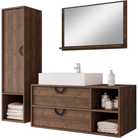 Conjunto de mueble de baño Sodalis, Nogal