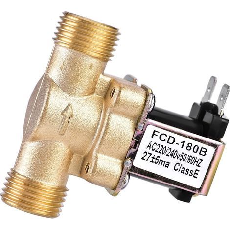 220V AC solenoid valve, 1/2 inch, solid brass, normally closed, direct acting. (1/5)
