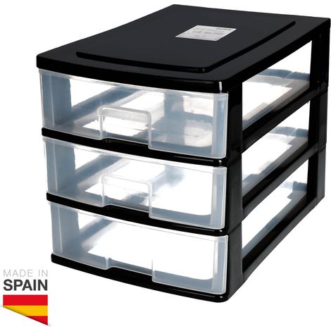 Cajonera de almacenamiento con 3 cajones Negro (1/5)