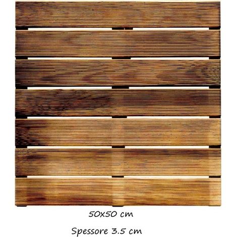 Mattonelle 50x50 35 mm Legno Pino Pavimento Pavimentazione per Esterno Giardino - Opzioni 10 Pezzi