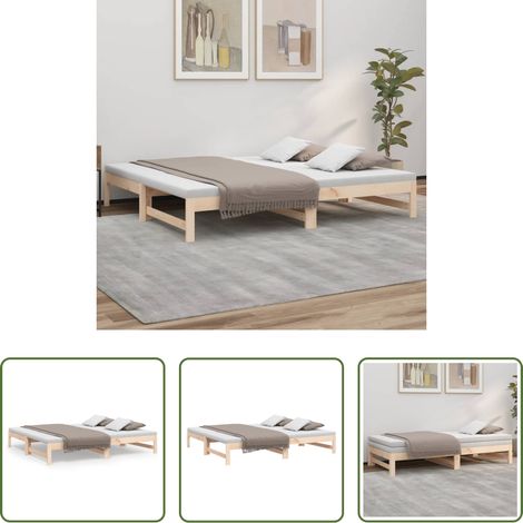 Ausziehbares Bett -  Tagesbett Ausziehbar 2x(90x190) cm Massivholz Kiefer
