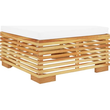 Maison Exclusive - Gartenhocker mit Creme Kissen Massivholz Teak