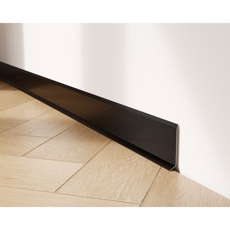Dekorative Sockelleiste F aus rostfreiem Stahl für Wand und Wand 6cm x 270cm - schwarz matt