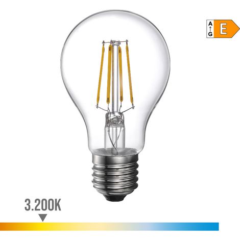 Bombilla LED EDM Filamento Estándar E27 4W 500lm 3200K Luz Cálida Ø6x10,6cm (1/3)