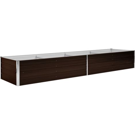 Macetero elevado plantas flores jardín marrón 320 x 80 x 45 cm acero galvanizado 020001220 (1/5)