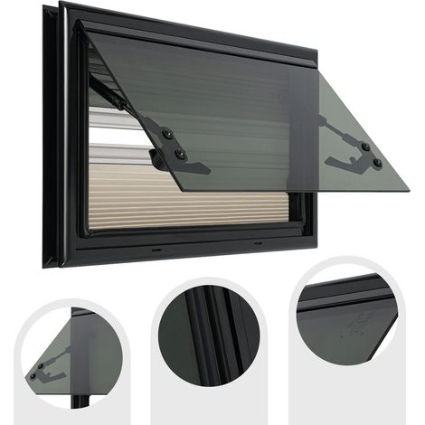 Fenêtre extérieure trempée pour camping - car, écran pliant dissimulé, ouverture 85°, avec Store à voile