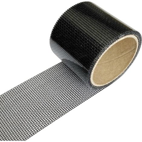 Kit de Réparation Moustiquaire 6,5FT, Ruban Adhésif 2"x80" pour Fenêtres et Portes, Maille en Fibre de Verre, Triple Couche Résistante à l'Eau, Colmatage Trous et Déchirures, Noir (1/5)