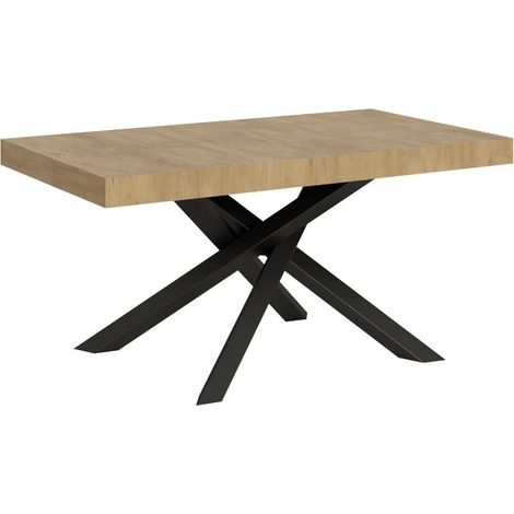Table extensible 6 à 18 personnes chêne naturel et pieds entrelacés anthracite L 160 à 420cm Artemis (1/5)