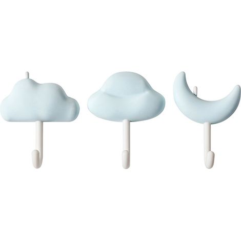 3pcs Cute Hooks Strong Load Bearing Adhesive Coat Wall Hooks for Kitchen Bathroom Living Room Blue (1/5)